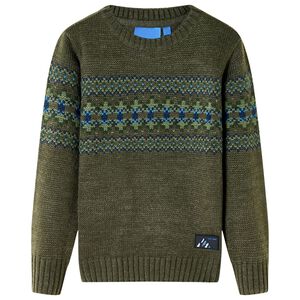 vidaXL Vaiki&scaron;kas megztinis, chaki spalvos, megztas, 92 dydžio