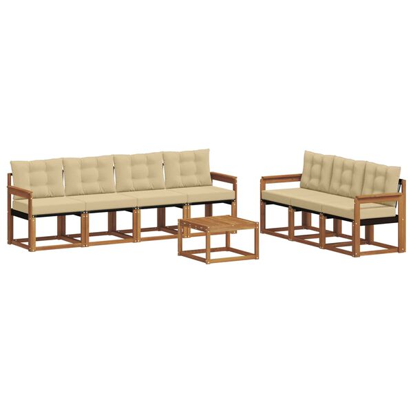 vidaXL Lauko sofos komplektas su pagalve 8 pcs Natūralus ir bežinis