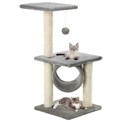 vidaXL Draskyklė katėms su stovais iš sizalio, 65cm, pilkos spalvos