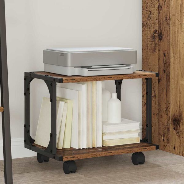 vidaXL Spausdintuvo laikiklis Senovinis medis 41 x 28 x 33.5 cm