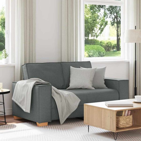vidaXL Dvivietė sofa, tamsiai pilka, 160x78x84 cm, audinys
