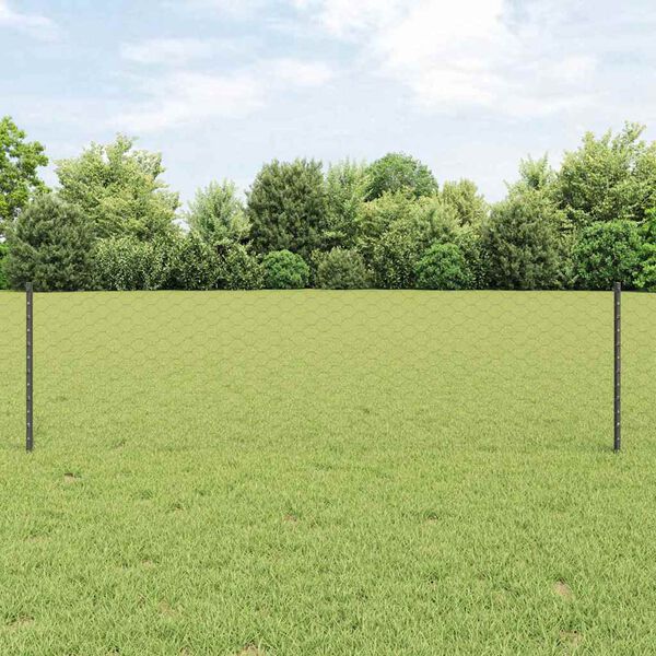 vidaXL Tvora su stulpais Pilka 0,6 x 10 m Plienas ir PVC