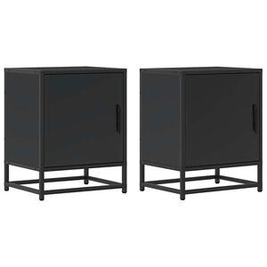 vidaXL Spintelės prie lovos 2 vnt Juodos 40x31x50cm Mediena ir metalas