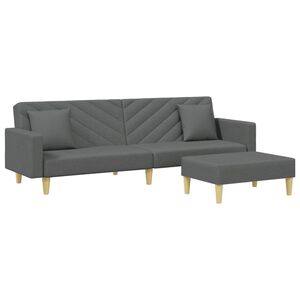 vidaXL Dvivietė sofa-lova su pagalvėmis ir pakoja, pilka, audinys