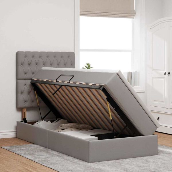 vidaXL Lova su daiktų laikymo vieta ir čiužiniu Taupe 90 x 200 cm