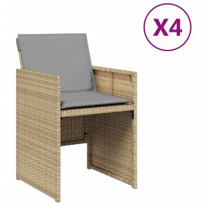 vidaXL Sodo kėdės su pagalvėlėmis, 4vnt., smėlio mi&scaron;inys, poliratanas