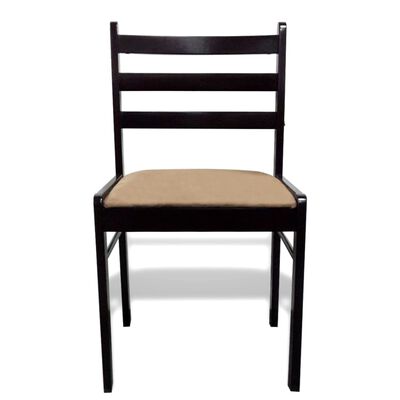 vidaXL Valgomojo kėdės, 6 vnt., rudos, medienos masyvas ir aksomas