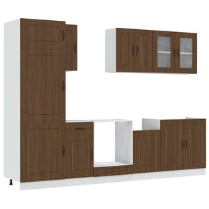vidaXL Virtuvinių spintelių komplektas, 8 dalių, Kalmar, ruda