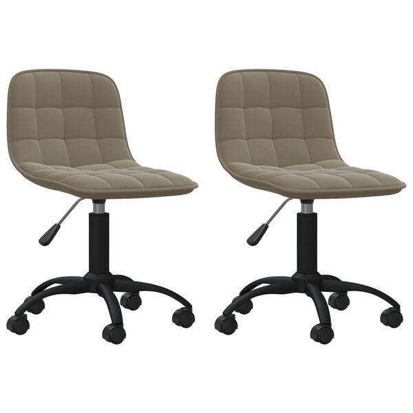 vidaXL Pasukamos valgomojo kėdės, 2vnt., &scaron;viesiai pilkos, aksomas