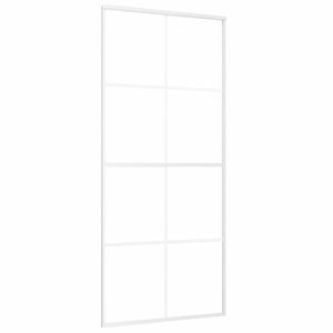 vidaXL Stumdomos durys, baltos, 90x205cm, ESG stiklas ir aliuminis