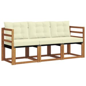 vidaXL Lauko sofos komplektas su pagalve 3 pcs Natūralus ir grietinėlė