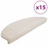 vidaXL Laiptų kilimėliai, 15 vnt., 65x21x4 cm, balti, pusapvaliai, dideli