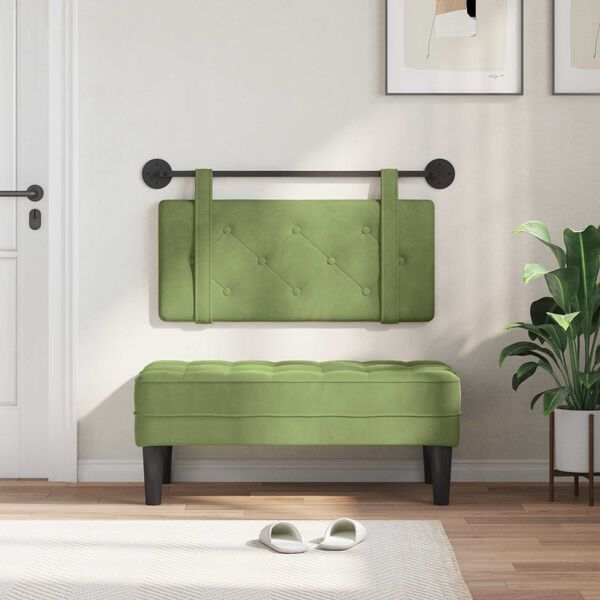 vidaXL Kabantysis galvūgalis &Scaron;viesiai žalia 100 x 55 x 5 cm Aksomas