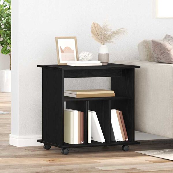 vidaXL Ratuotas kabinetas su ratu Juodas ąžuolas 60 x 45 x 55 cm