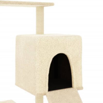 vidaXL Draskyklė katėms su stovais iš sizalio, kreminė, 130,5cm