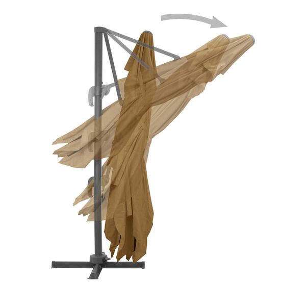 vidaXL Konsolinis sodo skėtis su aliuminio kotu, 400x300 cm, pilkai rudas