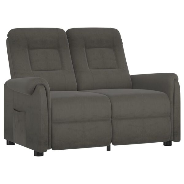 vidaXL Dvivietis atlošiamas masažinis krėslas, tamsiai pilkas, audinys