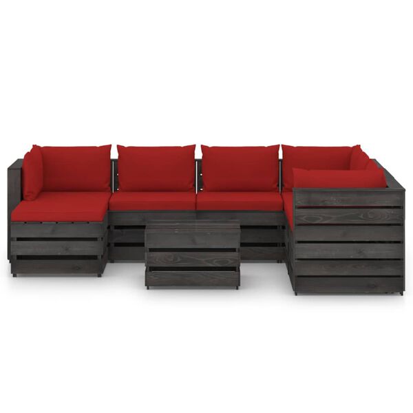 vidaXL Sodo komplektas su pagalvėlėmis, 8 dalių, impregnuota mediena