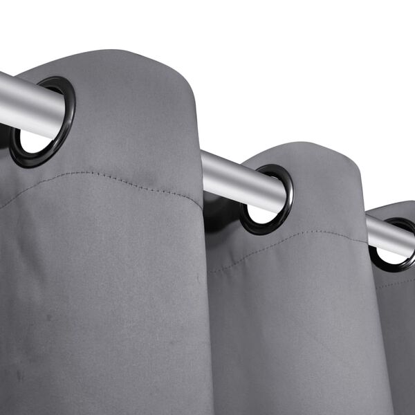 vidaXL Naktinės užuolaidos su metal. kilp., 2vnt., 135x175cm, pilkos