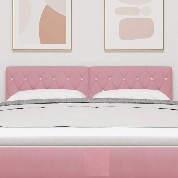 vidaXL Galvūgalis su galvūgalio Rožinė 144 cm Dirbtinė oda