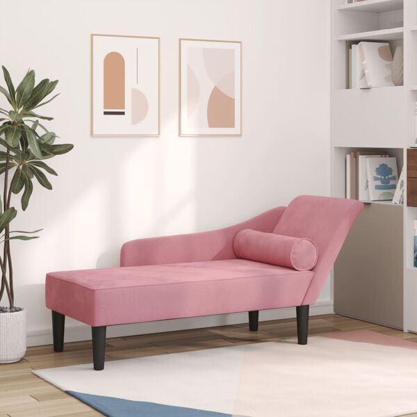 vidaXL Poilsio sofa su pagalvėlėmis, rožinės spalvos, aksomas