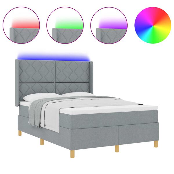 vidaXL Kiemas lova su čiužiniu &Scaron;viesiai pilka 140 x 200 cm audinys