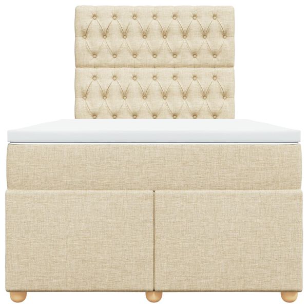 vidaXL Lova su spyruoklėmis ir čiužiniu, kreminė, 120x200 cm, audinys