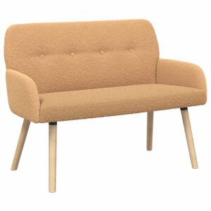 vidaXL Dvivietė sofa su medžio masyvo kojelėmis Smėlio Boucl&eacute;