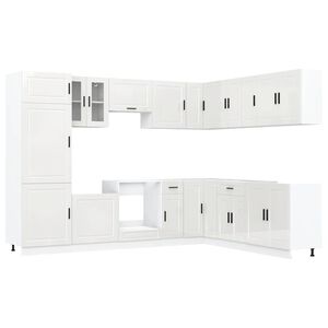 vidaXL Virtuvinių spintelių komplektas, 14 dalių, Porto, balta