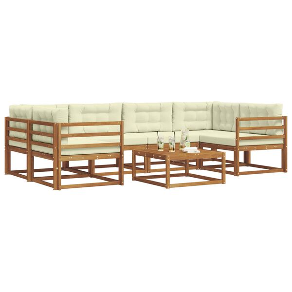 vidaXL Lauko sofos komplektas su pagalve 7 pcs Natūralus ir grietinėlė