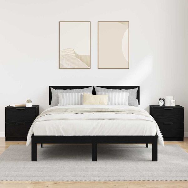 vidaXL &Scaron;alia lovos spintelė 2 pcs Juodas ąžuolas 45 x 39 x 50 cm