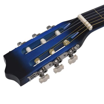 vidaXL Klasikinės gitaros rinkinys, 12 dalių, mėlynas, 38", 6 stygos