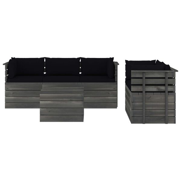 vidaXL Sodo komplektas i&scaron; palečių su pagalvėlėmis, 6 dalių, pu&scaron;is