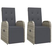 vidaXL Atlošiamos sodo kėdės su pagalvėmis, 2vnt., pilkos, poliratanas