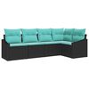 vidaXL Sofos komplektas su pagalve 5 pcs Juoda poliratanas