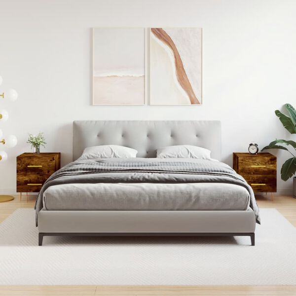 vidaXL Naktinės spintelės, 2vnt., dūminės, 40x35x47,5cm, mediena