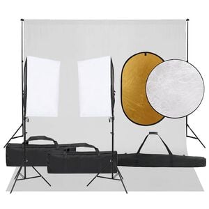 vidaXL Fotostudijos rinkinys su &scaron;viestuvais, fonu ir reflektoriumi