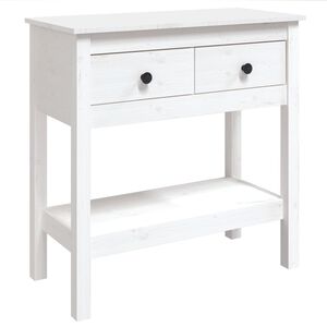vidaXL Konsolinis staliukas, baltas, 75x35x75cm, pu&scaron;ies masyvas