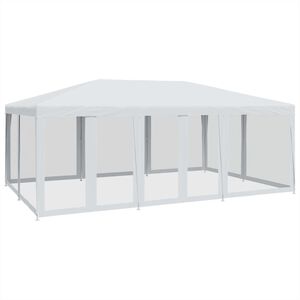 vidaXL Proginė palapinė su 10 tinklinėmis sienomis, balta, 6x4m, HDPE