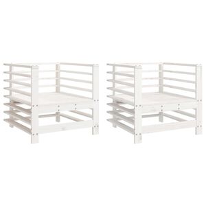 vidaXL Sodo kėdės, 2vnt., baltos spalvos, pu&scaron;ies medienos masyvas