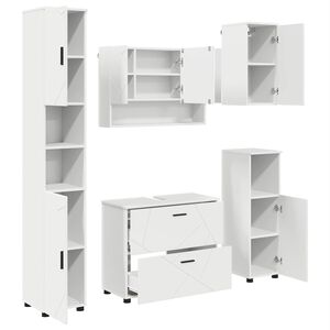 vidaXL Vonios baldų rinkinys 5 vnt. Balta 35 x 30 x 192 cm