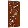 vidaXL Sodo sienos dekoracija, 105x55cm, corten plienas, bambukas