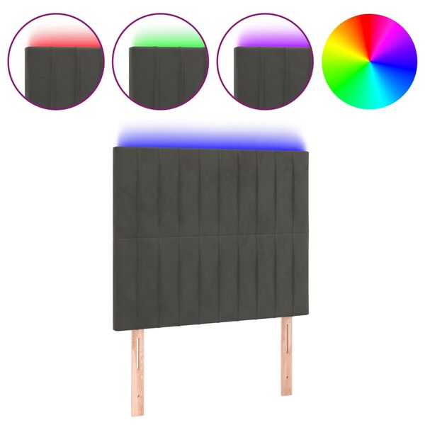 vidaXL Galvūgalis su LED, tamsiai pilkas, 90x5x118/128cm, aksomas