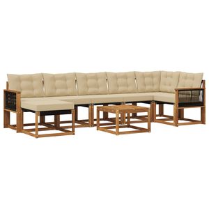 vidaXL Lauko sofos komplektas su pagalve 8 pcs Natūralus ir bežinis