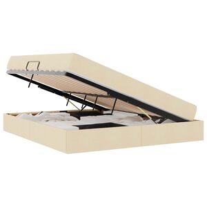 vidaXL Lova su daiktų laikymo vieta ir čiužiniu Kreminė 160 x 200 cm