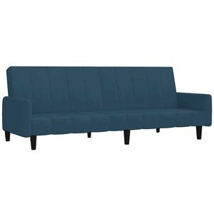 vidaXL Dvivietė sofa-lova, mėlynos spalvos, aksomas