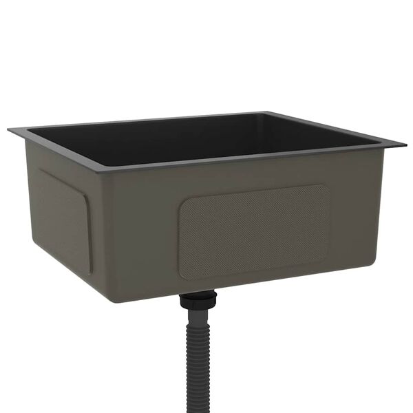 vidaXL Virtuvės plautuvė, rankų darbo, juoda, nerūdijantis plienas