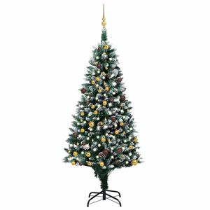 vidaXL Dirbtinė Kalėdų eglutė su LED ir kamuoliukų rinkiniu ir kankorėžiais, 210cm