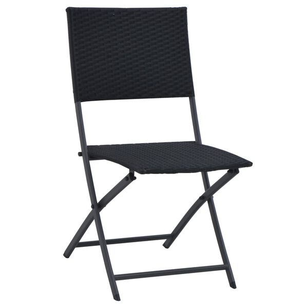 vidaXL Bistro baldų komplektas, 3d., juodas, poliratanas