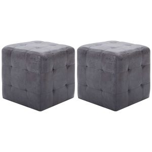 vidaXL Pufai, 2vnt., pilkos sp., 30x30x30cm, dirbtinė versta oda